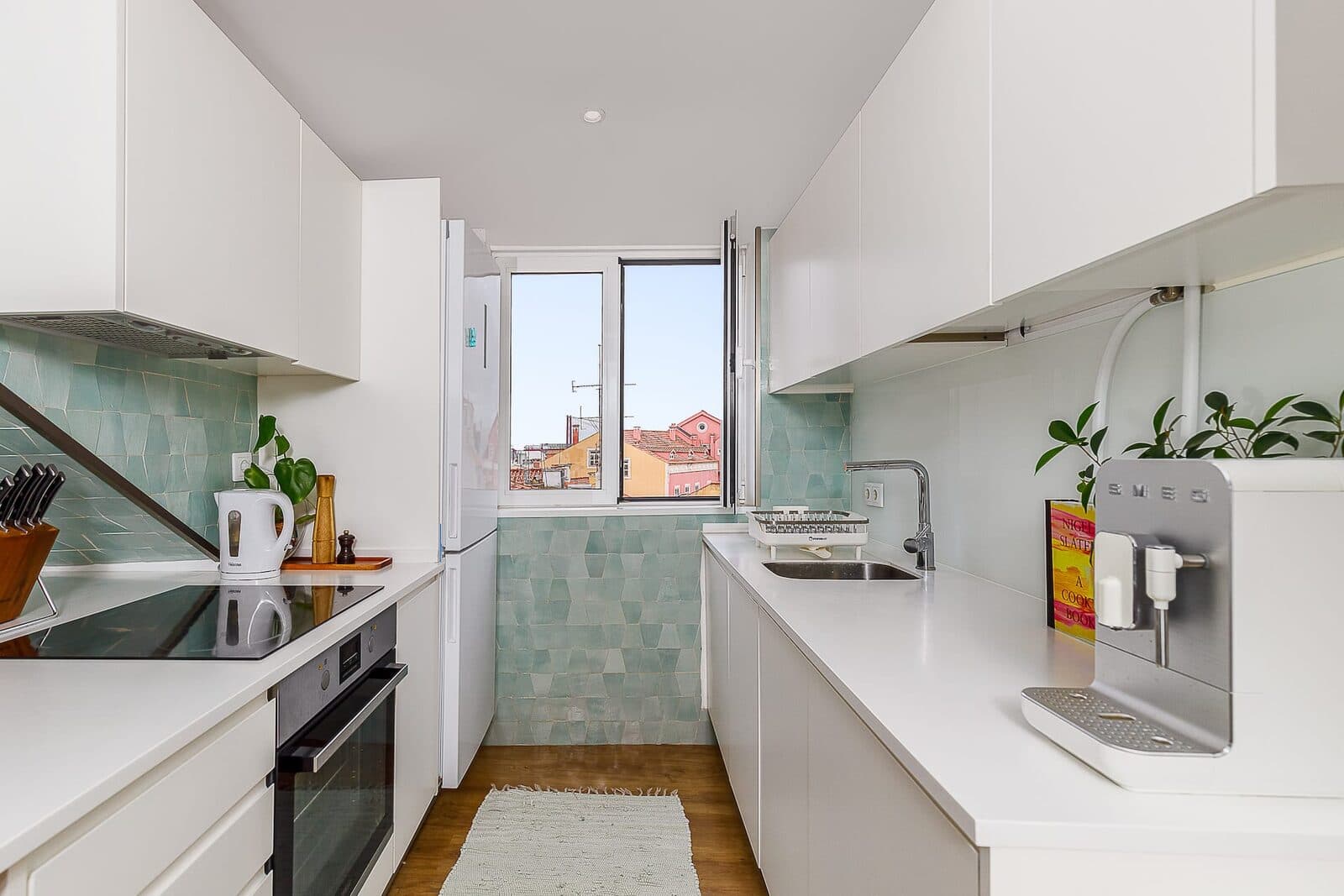 Kitchen with the Smeg coffee machine